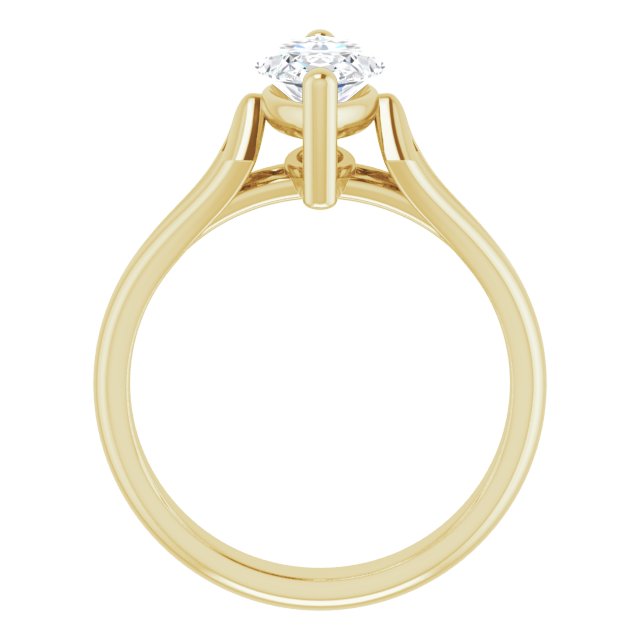 Cubic Zirconia Engagement Ring- The Frankie (Customizable Cathedral-Raised Marquise Cut Solitaire with Angular Chevron Split Band)
