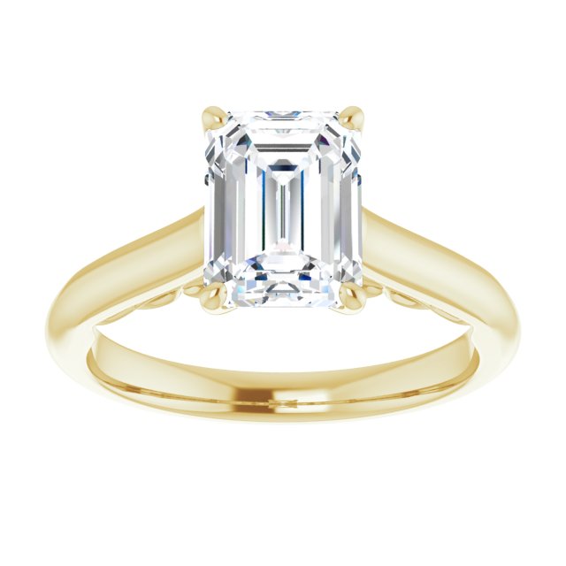 Cubic Zirconia Engagement Ring- The Adelaide (Customizable Radiant Cut Cathedral Solitaire with Two-Tone Option Decorative Trellis 'Down Under')