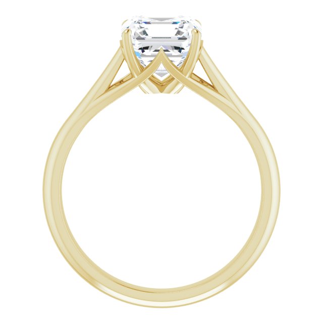 Cubic Zirconia Engagement Ring- The Holly (Customizable Asscher Cut Solitaire with Crosshatched Prong Basket)