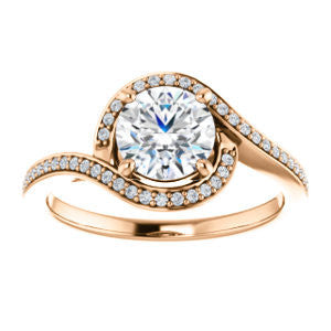 Cubic Zirconia Engagement Ring- The Annalisa (Customizable Round Cut Bypass with Twisting Pavé Band)