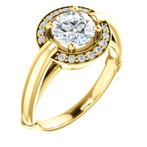 Cubic Zirconia Engagement Ring- The Kady (Customizable Cathedral-set Round Cut with Semi-Halo)