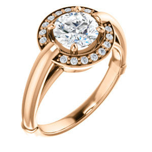 Cubic Zirconia Engagement Ring- The Kady (Customizable Cathedral-set Round Cut with Semi-Halo)