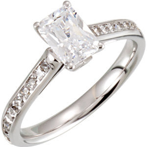 Cubic Zirconia Engagement Ring- The Nikolette (Radiant Cut Design with Princess Channel & Bezel Peekaboo Accents)
