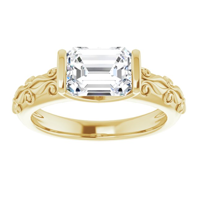 Cubic Zirconia Engagement Ring- The Cora (Customizable Bar-set Radiant Cut Setting featuring Organic Band)