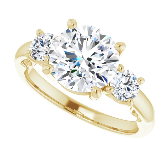 Cubic Zirconia Engagement Ring- The Danika (Customizable Round Cut 3-stone Style featuring Heart-Motif Band Enhancement)