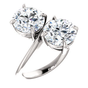 Cubic Zirconia Engagement Ring- The Patti (Customizable Round Cut 2-stone Bypass Style)