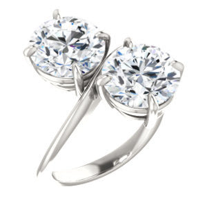 Cubic Zirconia Engagement Ring- The Patti (Customizable Round Cut 2-stone Bypass Style)