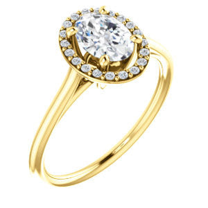 Cubic Zirconia Engagement Ring- The Patrice (Customizable Cathedral-Halo Oval Cut with Thin Band)