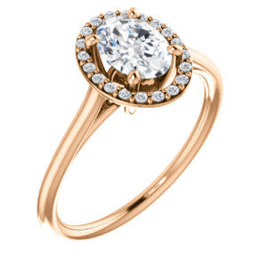 Cubic Zirconia Engagement Ring- The Patrice (Customizable Cathedral-Halo Oval Cut with Thin Band)