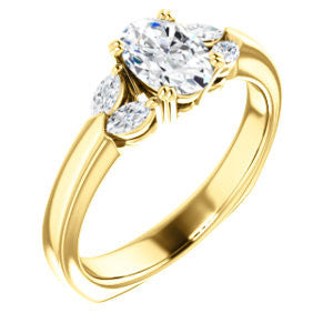 Cubic Zirconia Engagement Ring- The Melitza (Customizable Oval Cut 5-stone with Marquise Accents)