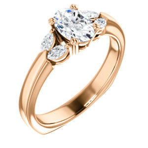 Cubic Zirconia Engagement Ring- The Melitza (Customizable Oval Cut 5-stone with Marquise Accents)