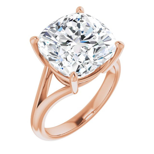 10K Rose Gold Customizable Cushion Cut Solitaire with Tapered Split Band