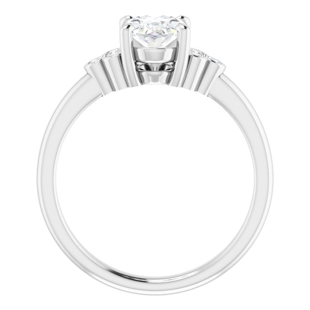 Cubic Zirconia Engagement Ring- The Irene (Customizable 7-stone Oval Cut Center with Round-Bezel Side Stones)