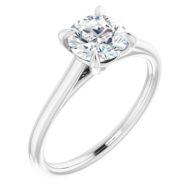 10K White Gold Customizable Classic Cathedral Round Cut Solitaire