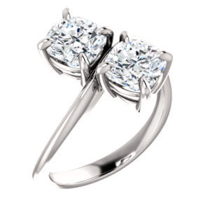 Cubic Zirconia Engagement Ring- The Patti (Customizable Cushion Cut 2-stone Bypass Style)