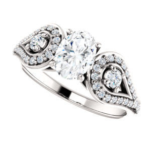 CZ Wedding Set, featuring The Tonya Laverne engagement ring (Customizable Oval Cut Design with Winged Split-Pavé Band)