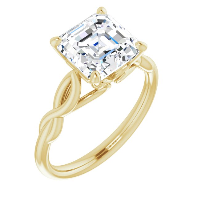 10K Yellow Gold Customizable Asscher Cut Solitaire with Braided Infinity-inspired Band and Fancy Basket)