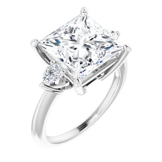 10K White Gold Customizable 3-stone Princess/Square Style with Pear Accents