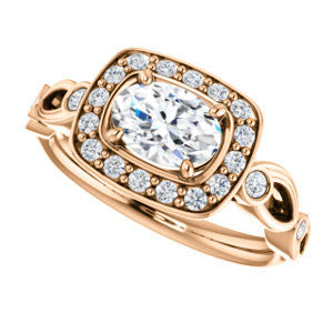 CZ Wedding Set, featuring The Madison engagement ring (Customizable Oval Cut Design with Halo and Bezel-Accented Infinity-inspired Split Band)