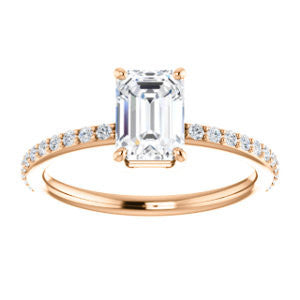 Cubic Zirconia Engagement Ring- The Delilah (Customizable Emerald Cut Petite Style with 3/4 Pavé  Band)