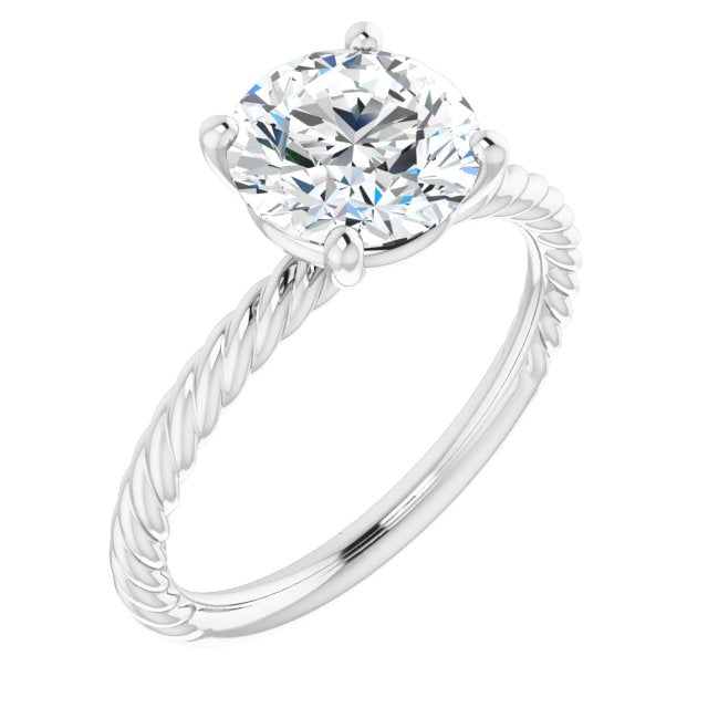 18K White Gold Customizable [[Cut] Cut Solitaire featuring Braided Rope Band
