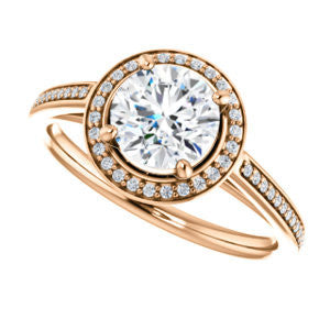 Cubic Zirconia Engagement Ring- The Laila Jean (Customizable Cathedral-set Round Cut with Halo and Thin Pavé Band)