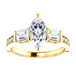 Cubic Zirconia Engagement Ring- The Rosetta (Customizable Marquise Cut Enhanced 5-stone Design with Pavé Band)