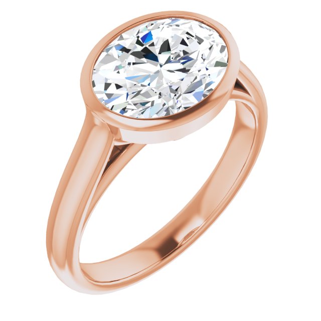 14K Rose Gold Customizable Cathedral-Bezel Oval Cut 7-stone "Semi-Solitaire" Design