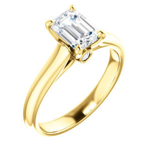 CZ Wedding Set, featuring The Tawanda engagement ring (Customizable Emerald Cut Cathedral Setting with Peekaboo Accents)