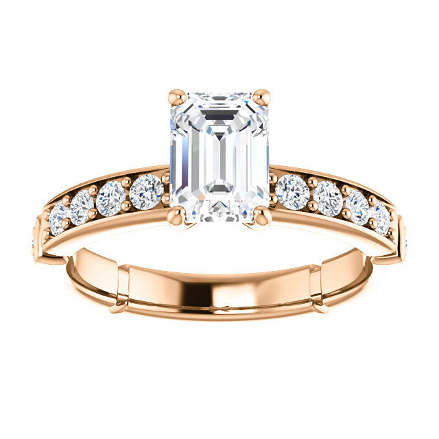 Cubic Zirconia Engagement Ring- The Eleanor (Customizable Center with Large Round Cut Accents in Segmented Band)