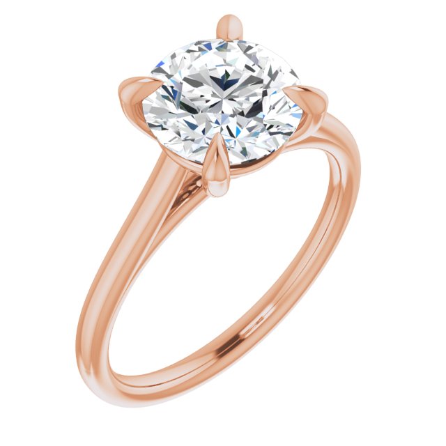18K Rose Gold Customizable Classic Cathedral Round Cut Solitaire