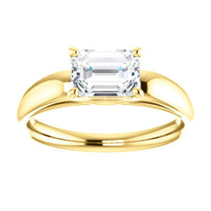 CZ Wedding Set, featuring The Johnnie engagement ring (Customizable Cathedral-set Emerald Cut Solitaire with Decorative Prong Basket)