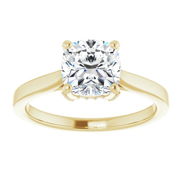 Cubic Zirconia Engagement Ring- The Aimy Jo (Customizable Cathedral-Raised Cushion Cut Style with Prong Accents Enhancement)