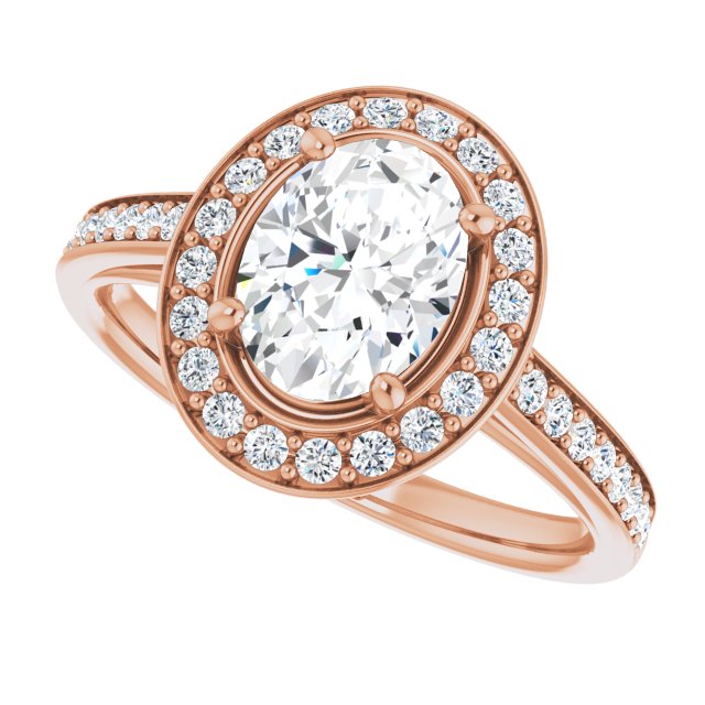 Cubic Zirconia Engagement Ring- The Natascha Eva (Customizable Cathedral-raised Oval Cut Halo-and-Accented Band Design)