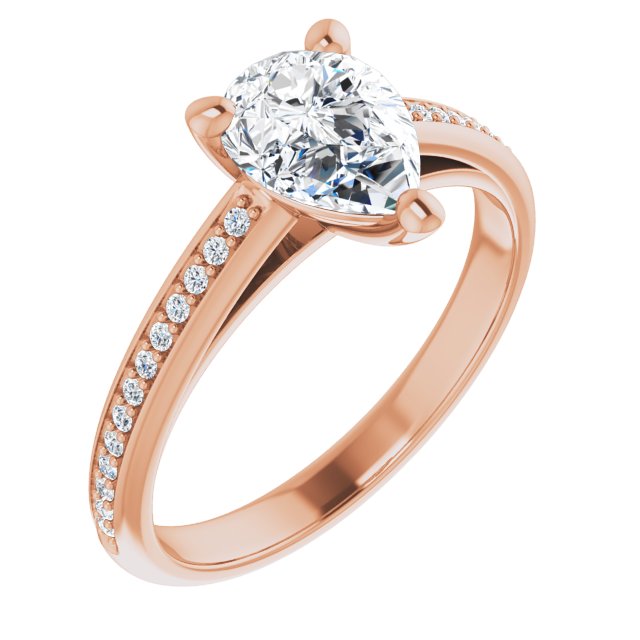 10K Rose Gold Customizable Cathedral-set Pear Cut Style with Shared Prong Band