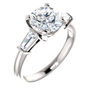 Cubic Zirconia Engagement Ring- The Monica (Customizable Radiant Cut Center with Dual Tapered Baguettes)