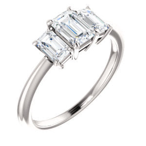 Cubic Zirconia Engagement Ring- The Andrea (Customizable Emerald Cut 3-stone with Dual Emerald Cut Accents)