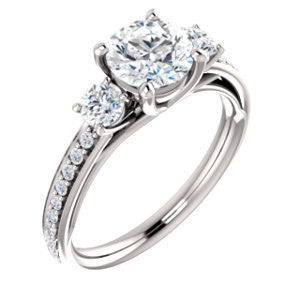 Cubic Zirconia Engagement Ring- The Kristin (Customizable Oval Cut 3-stone Design Enhanced with Pavé Band)