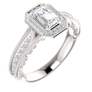 Cubic Zirconia Engagement Ring- The Zöe (Customizable Vintage Radiant Cut Greek Goddess Design)