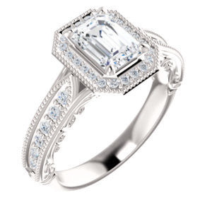 Cubic Zirconia Engagement Ring- The Zöe (Customizable Vintage Radiant Cut Greek Goddess Design)