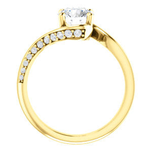 Cubic Zirconia Engagement Ring- The Nicola (Customizable Round Cut Style with Twisting Bypass Band featuring Inset Pavé Accents)