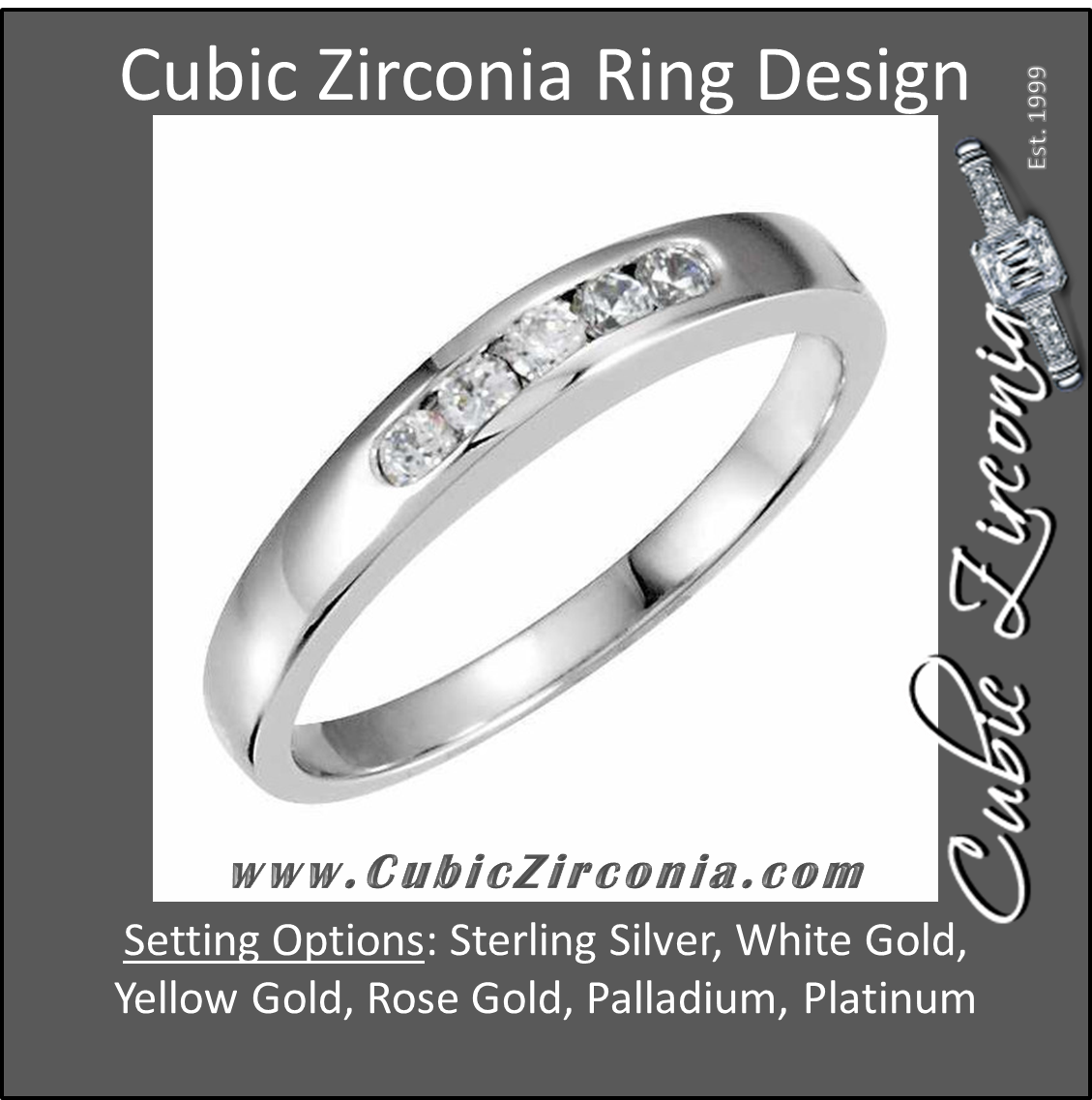 Cubic Zirconia Anniversary Ring Band, Style 120-22 (0.15 TCW Round Channel)