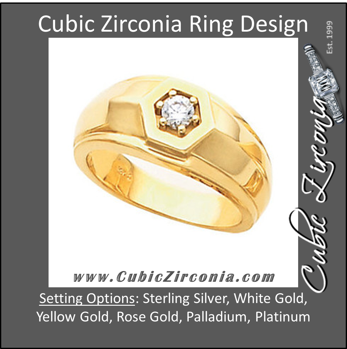 Cubic Zirconia Men's Wedding Band – The Benny Binion Ring (0.5 TCW Solitaire)