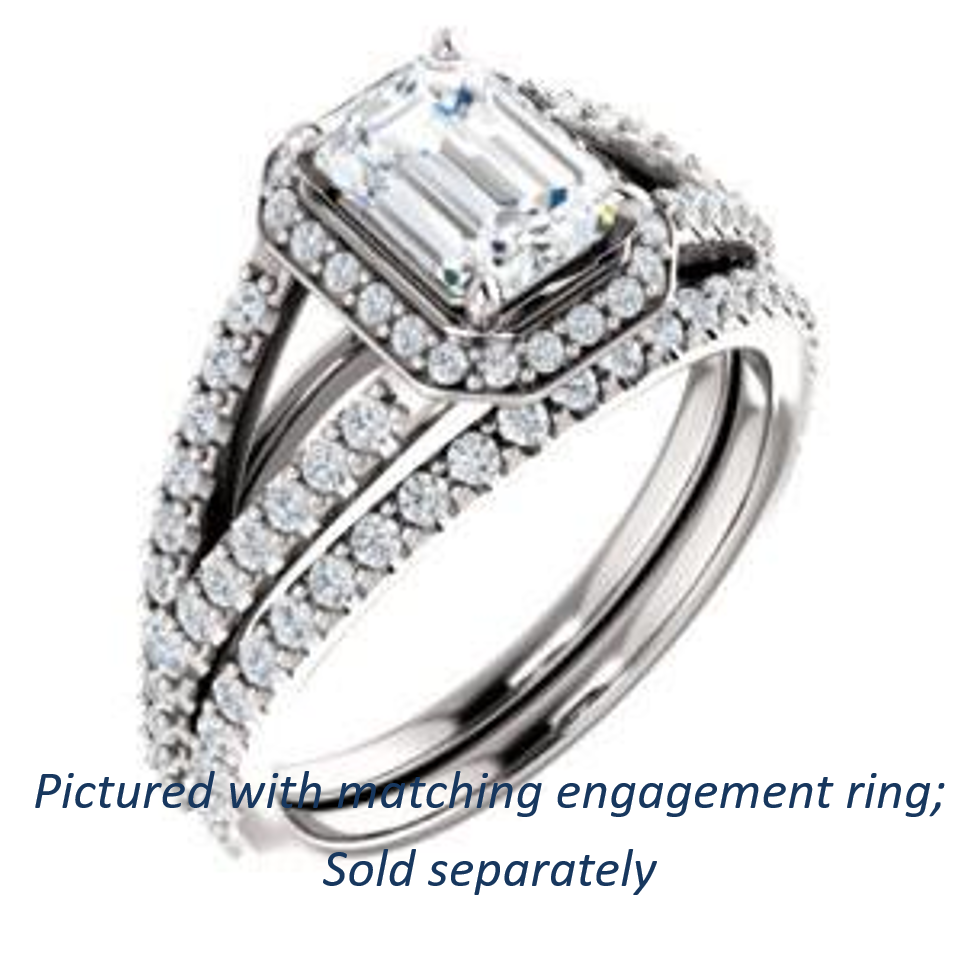 Cubic Zirconia Engagement Ring- The Azul (Customizable Radiant Cut Style with Cathedral-Halo and Split-Pavé Band)