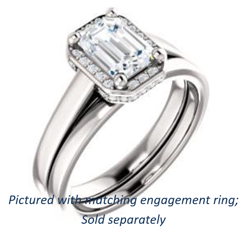 Cubic Zirconia Engagement Ring- The Juana (Customizable Cathedral-raised Emerald Cut Design with Halo Accents and Under-Halo Style)