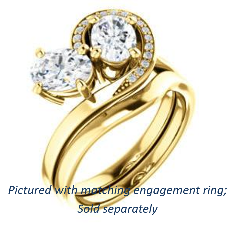 Cubic Zirconia Engagement Ring- The Lupita (Customizable Enhanced 2-stone Asymmetrical Oval Cut Design with Semi-Halo)