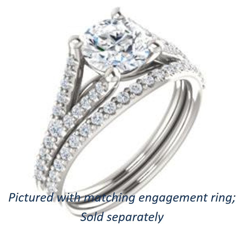 Cubic Zirconia Engagement Ring- The Mailynne (Customizable Round Cut Style with Split-Pavé Band)