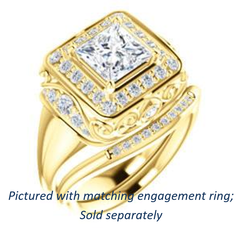 Cubic Zirconia Engagement Ring- The Mariah (Princess Center Halo-Style Lattice with Accented Step-Setting)