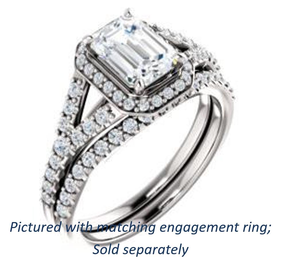 Cubic Zirconia Engagement Ring- The Mayte (Customizable Halo-Style Radiant Cut Design with Split-Pavé Band)