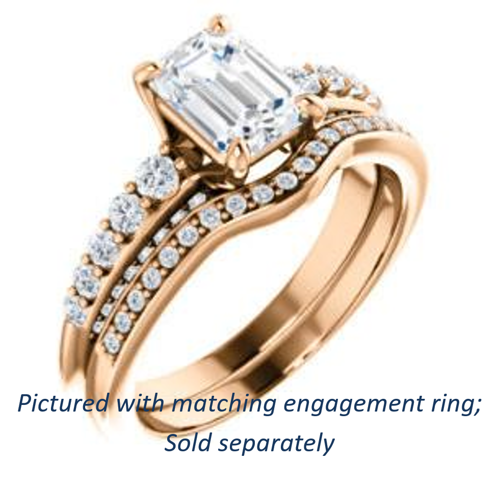 Cubic Zirconia Engagement Ring- The Rachelle (Customizable Radiant Cut with 3-Sided Round Prong Side Stones)